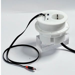 Usine 3 pouces EU Power Round Grommet Socket 1AC Outlet USBA Type-c Canapé <span class=keywords><strong>Table</strong></span> Encastré Câble de charge rétractable Banque d'alimentation - Product Image 5