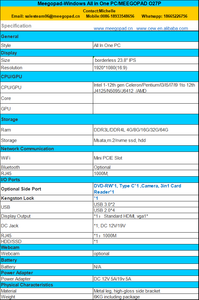 MeeGOpad sıcak satış O27P 27 inç IPS RJ45 isteğe bağlı DVD RW usb c kamera <span class=keywords><strong>3</strong></span> in 1 kart okuyucu J4125/n5095/J6412 hepsi bir pc - Product Image 6