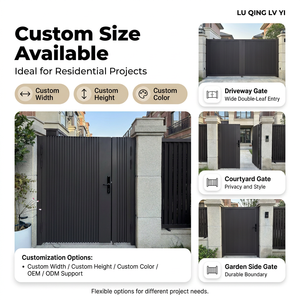 <span class=keywords><strong>Portail</strong></span> moderne en aluminium à double <span class=keywords><strong>battant</strong></span> avec serrure intelligente numérique, design à lattes verticales, résistant aux intempéries, pour entrée de villa et allée. - Product Image 4
