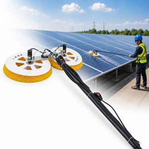 Machine de nettoyage de panneaux solaires 70 cm, <span class=keywords><strong>brosse</strong></span> rotative double, moteur sans balais 24 V 150 W, équipement de nettoyage télescopique pour centrales solaires - Product Image 1