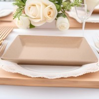 Assiettes carrées modernes réutilisables en fibre de coque de riz, polies, écologiques, pour les fêtes et la rentrée scolaire
