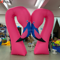 Flamant rose gonflable géant avec éclairage LED pour mariage, fête, plage, bar, bord de piscine, festival, affichage publicitaire