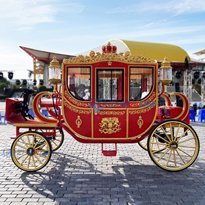 Carroza de Caballos Eléctrica de 4 Ruedas Roja para Bodas, Carrozas Reales Tiradas por Caballos, Carroza Real Eléctrica en Venta - Product Image 4