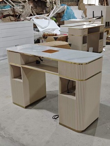 Modern White <b>Nail</b> Table Single Manicure <b>Desk</b> with Drawers Wood Top Salon Furniture for Beauty Studio - Product Image 5