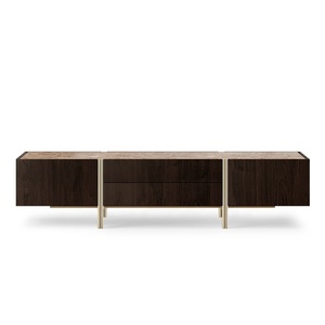 Nouveau design Enfilades de luxe Placage de chêne Bois laqué Marbre <span class=keywords><strong>et</strong></span> laiton vieilli <span class=keywords><strong>Meuble</strong></span> <span class=keywords><strong>TV</strong></span> pour salon - Product Image 1