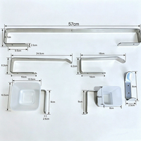 Ensemble de cinq supports muraux pour serviettes de salle de bain en acier inoxydable