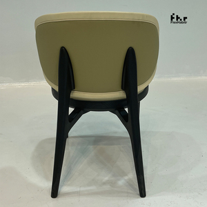 Customizable Cream Yellow Upholstered Dining <b>Chair</b> Black Wood Frame Wholesale for Home Commercial Use - Product Image 5