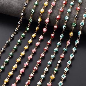 Collier ras du cou en acier inoxydable de 4 mm avec pendentif œil turc rond, plaqué <span class=keywords><strong>or</strong></span>, pour femmes et hommes, bijoux en métal - Product Image 2