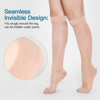 Chaussettes Compports Hot Thin Knee High Noir Hommes Nylon Spandex Compression Sheer Nylon