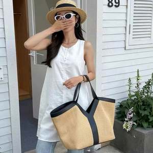 Nouveau sac en paille tressé de style villégiature française 2026, sac à main haut de gamme et polyvalent à porter à l'épaule, sac fourre-tout grande capacité - Product Image 1