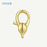 VFOOK-Fermoir homard neuf conçu sans plomb et sans nickel véritable or massif 9K 10K collier fermoir de connexion pour une utilisation durable