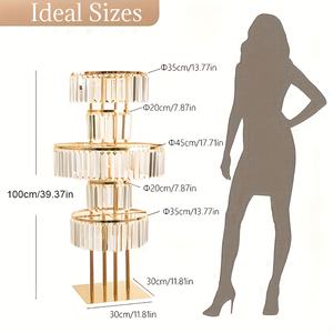 Centrotavola di Lusso Moderni in Ferro per Matrimoni, Decorazioni Premium con <span class=keywords><strong>Vasi</strong></span> Alti a 4/5 Livelli in Cristallo Dorato per Feste - Product Image 5