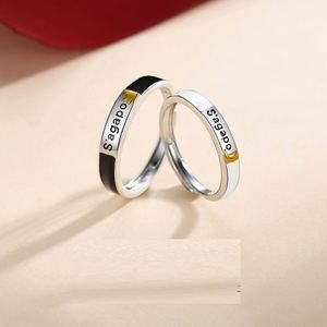 Romantic Design <b>Silver</b> Plated Couple <b>Ring</b> for Wedding Jewelry Greek I love You <b>Ring</b> Valentine's Day Gift Open <b>Adjustable</b> <b>Ring</b> - Product Image 3