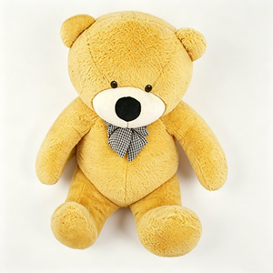 Customized Yellow Teddy <b>Bear</b> Plush - Soft Fluffy Stuffed Animal with Checkered Bow, <b>Cute</b> Classic Toy for Kids & Nursery - Product Image 2