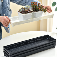 Plateau de drainage rectangulaire en plastique fin pour plantes succulentes avec bouchon de vidange, blanc/noir, pour rebord de fenêtre et balcon étroit