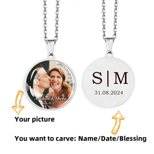 Pendentif photo personnalisé, <span class=keywords><strong>bijoux</strong></span> en verre sous dôme, cadeau avec <span class=keywords><strong>gravure</strong></span> de nom ou logo, collier tendance en acier inoxydable plaqué or ESSPOC - Product Image 3