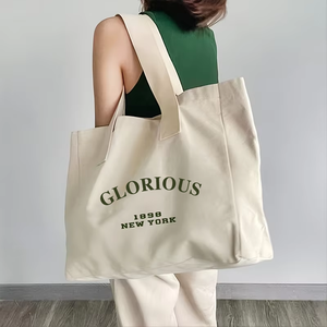 Large Blank Tote Bag With Zipper Cotton Tote Bags for Women Canvas Tote Bag With Custom Printed Logo