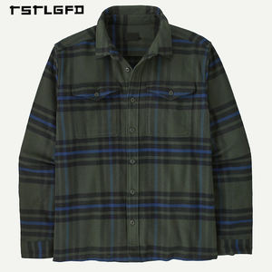 Chemise en flanelle à carreaux vintage pour homme avec logo personnalisé, 100% coton, écologique, décontractée, manches longues, fermeture à un bouton - Product Image 5