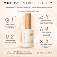 Vernis Gel Effet Œil de Chat 5 en 1 18ML : Base, Constructeur, Structure Effet Œil de Chat & Top Coat – 46 Couleurs Gel UV LED