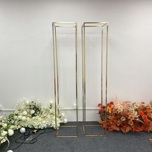 High-quality <b>Wedding</b> Props Large Golden square <b>Frame</b> Road Guide Iron <b>Frame</b> Geometric Romantic Metal Flower Stand - Product Image 1