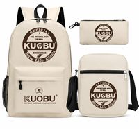 Ensemble de sacs à dos personnalisés avec logo imprimé, sac à bandoulière zippé, trousse à crayons, 3 pièces pour les trajets quotidiens, cadeau pour hommes, femmes, unisexe