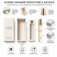 Boîte d'emballage de parfum de luxe 10 ml en gros d'usine, boîte cadeau rigide coulissante pour parfum avec insert en mousse et ruban de tirage