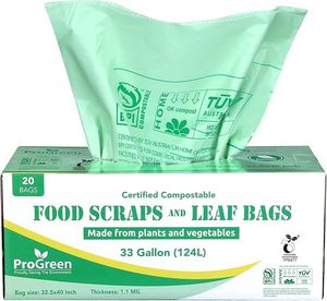 100% <b>Compostable</b> 33 Gallon Extra Thick 1.1 Mil 20 Count Extra Large Lawn Leaf Trash <b>Bags</b> Biodegradable Household Products - Product Image 5