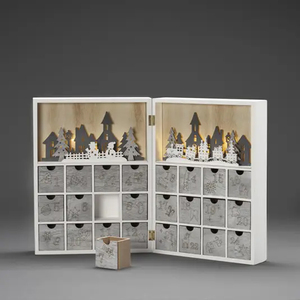 New design wood material empty blank packaging sprinkle table 12 days calendar box