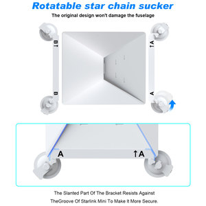 <span class=keywords><strong>Support</strong></span> à Ventouse Métallique Carré Quadruple Rotation 360 Degrés Universel pour Antenne Starlink Mini - Product Image 4