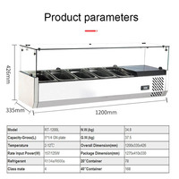 Réfrigérateur de comptoir de bar à salades commercial en acier inoxydable de 1200 L avec vitrine à 4 faces et contrôle numérique