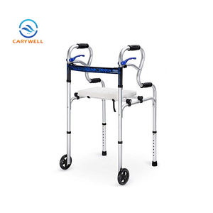 Marcheur de roue avant pliant en aluminium de chaise de marcheur de dégagement de déclencheur avec le siège - Product Image 2