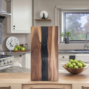 Tabla <span class=keywords><strong>de</strong></span> Cortar Rectangular <span class=keywords><strong>de</strong></span> Resina <span class=keywords><strong>Negra</strong></span> <span class=keywords><strong>de</strong></span> 46x23cm con Logotipo Grabado Personalizado, Tabla <span class=keywords><strong>de</strong></span> Cortar <span class=keywords><strong>de</strong></span> <span class=keywords><strong>Madera</strong></span> <span class=keywords><strong>de</strong></span> <span class=keywords><strong>Acacia</strong></span> y Resina - Product Image 2