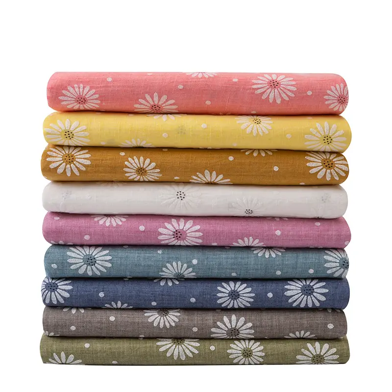 Tela de algodón y poliéster con relieve de flores para vestido de niños, tejido suave y fresco de doble color de bambú, ancho de 140 cm