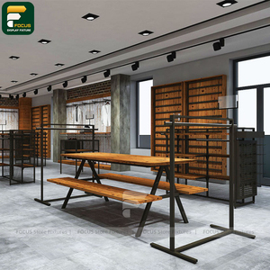 Custom Clothing Boutique Garment Rack Display Cabinet <b>Wall</b> Shelf Checkout Counter Lighting <b>Mirror</b> Unit - Product Image 4