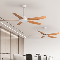 Ventilateur de plafond LED moderne et simple, à fréquence variable, en fer, avec télécommande, pour usage domestique, commercial, restaurant et salon, résistant aux vents forts