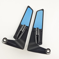 Espejo Retrovisor Azul en Forma de Cuchilla Pequeño para Motocicleta Kawasaki, Yamaha, KTM, de Alas Fijas, Modificado, de Aluminio, Ajustable y Giratorio