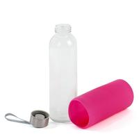 Bouteilles d'eau en verre écologiques de 750 ml avec couvercle en bambou et manchon en silicone durable