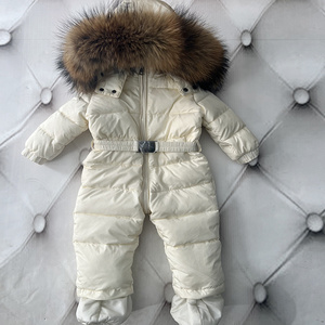Veste d'hiver personnalisée en duvet de canard blanc avec <span class=keywords><strong>capuche</strong></span> en <span class=keywords><strong>fourrure</strong></span> pour bébé Vêtements d'extérieur d'hiver pour enfants Combinaison de ski pour garçon Vêtements chauds Habit de neige - Product Image 3