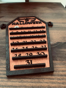 Calendrier de compte à rebours de cercueil de décoration d'halloween personnalisé transfrontalier ornements bricolage calendrier de l'avent de bloc de bois <span class=keywords><strong>mobile</strong></span> - Product Image 5