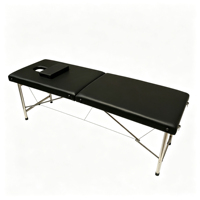 Table de massage professionnelle pliable en 2 sections avec pieds en acier inoxydable, mobilier portable pour spa et salon avec appui-tête