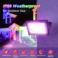 Projecteur LED extérieur 220-240V RGB 50/100W avec télécommande, IP66, en aluminium moulé sous pression, prise EU, réflecteur de lumière LED