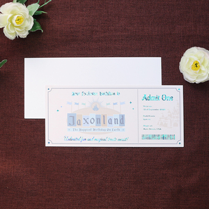 Tarjeta <span class=keywords><strong>de</strong></span> Invitación Personalizada para Parque <span class=keywords><strong>de</strong></span> Atracciones con Estampado Láser Azul Único para <span class=keywords><strong>Cumpleaños</strong></span> y Bodas - Product Image 3