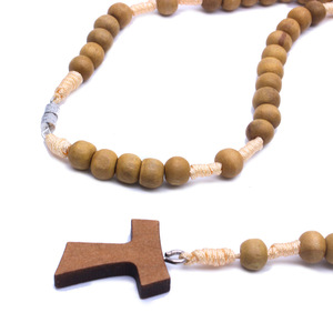 Collier chapelet en bois, 59 perles, pendentif croix, bijoux religieux tissés à la main pour la prière et la foi - Product Image 3