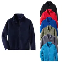 Зимняя флисовая куртка с воротником-стойкой для мальчиков, уличная теплая флисовая куртка на молнии с логотипом на заказ для мальчиков