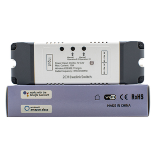 รีเลย์อัจฉริยะ F0903 รองรับ <span class=keywords><strong>Google</strong></span> Home เชื่อมต่อผ่าน EWeLink WiFi 2 ช่อง 7-32V สำหรับระบบอัตโนมัติในบ้าน สวิตช์มอเตอร์ Wifi ควบคุมด้วยคลื่นความถี่วิทยุ 433.92MHz - Product Image 1