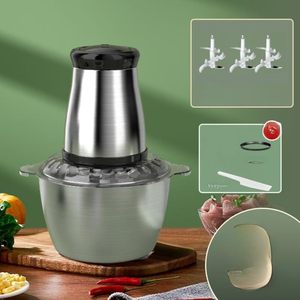 Procesador de Alimentos y Picadora de Carne Eléctrica de Acero Inoxidable de 3L para Cocina, con Velocidades Ajustables para Uso Doméstico y al Aire Libre - Product Image 2