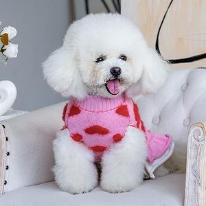 سترة الكلب الوردي cutepone فستان ناعم ومطاط ملابس الكلب للكلاب الصغيرة جرو سترة البلوز فستان كشكش زي الحيوانات الأليفة - Product Image 6