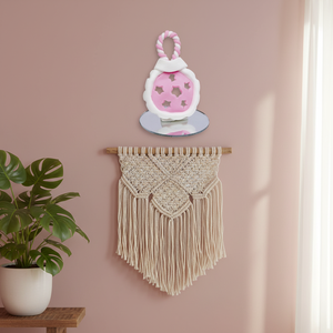 Attrape-rêves rose fait main, décoration murale bohème moderne, attrape-rêves artisanal en métal et plumes pour mariage - Product Image 3