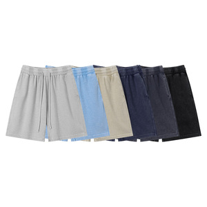 Shorts pour hommes en coton 235g, style streetwear robuste et rétro, tissage gaufré, fermeture à cordon, légèrement extensible, parfait pour un look décontracté - Product Image 5