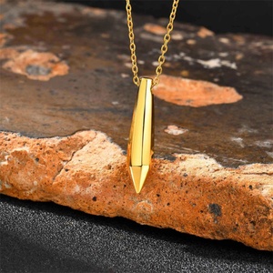 Gold-Plated Stainless Steel Bullet Head Pendant <b>Necklace</b> Claw Inlay Geometric Link Chain <b>for</b> Women <b>Men</b> <b>for</b> Christian - Product Image 3